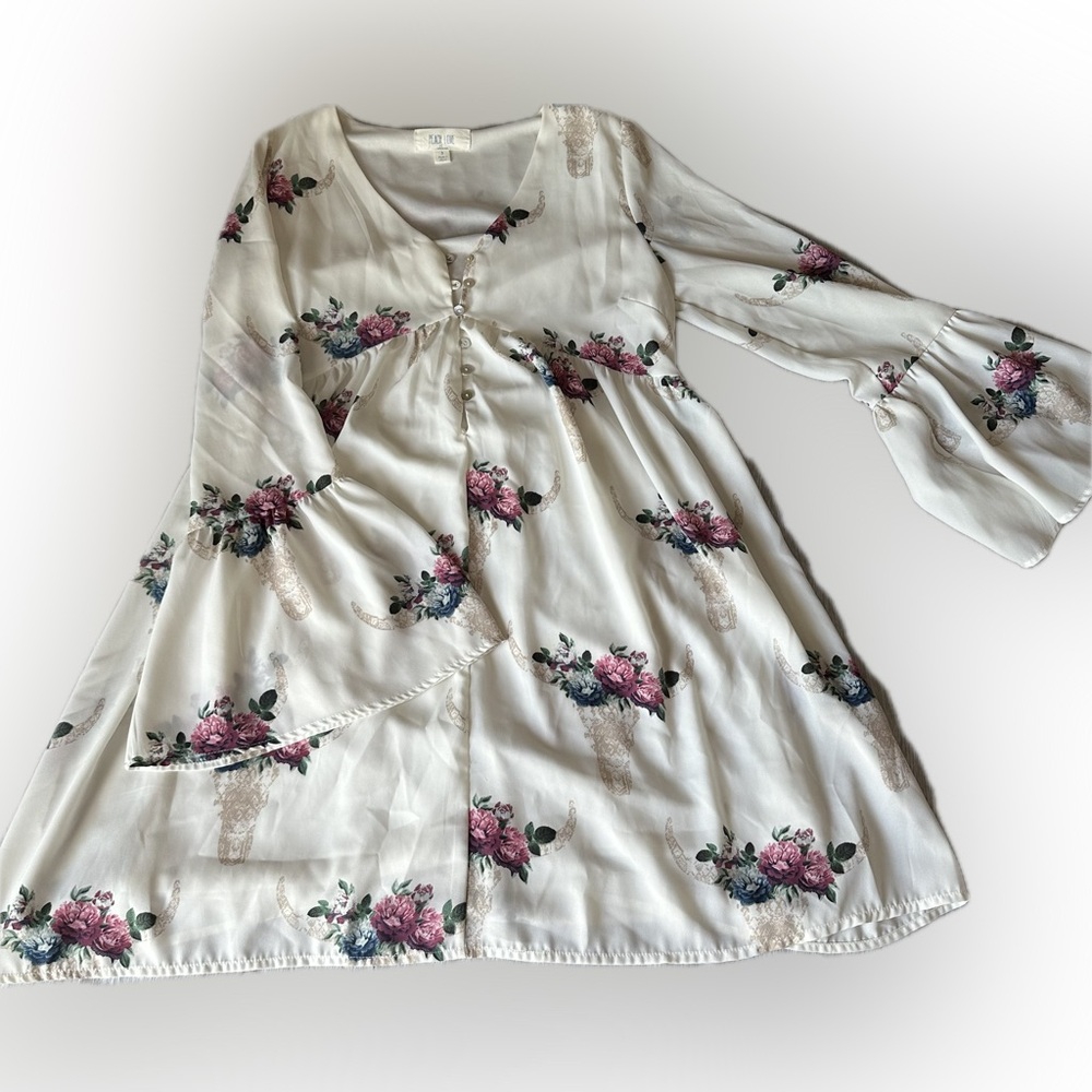 Peach love bell sleeve baby doll dress